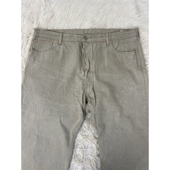 Levis 501 Red Tab Straight Leg Button Fly White Oak Cone Denim Jean Pants 44x32 - Picture 5 of 11